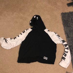 Pink crop black and white hoodie